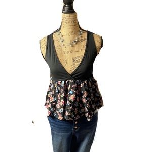 Good luck gem floral babydoll tank top